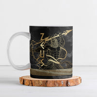 Zeus Greek Mythology King Of Gods Ceramic Mug Golden Meander Key Pattern Lightning Bolt
