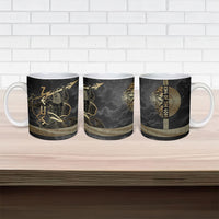 Zeus Greek Mythology King Of Gods Ceramic Mug Golden Meander Key Pattern Lightning Bolt