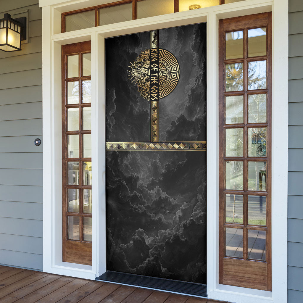 Zeus Greek Mythology King Of Gods Door Cover Golden Meander Key Pattern Lightning Bolt