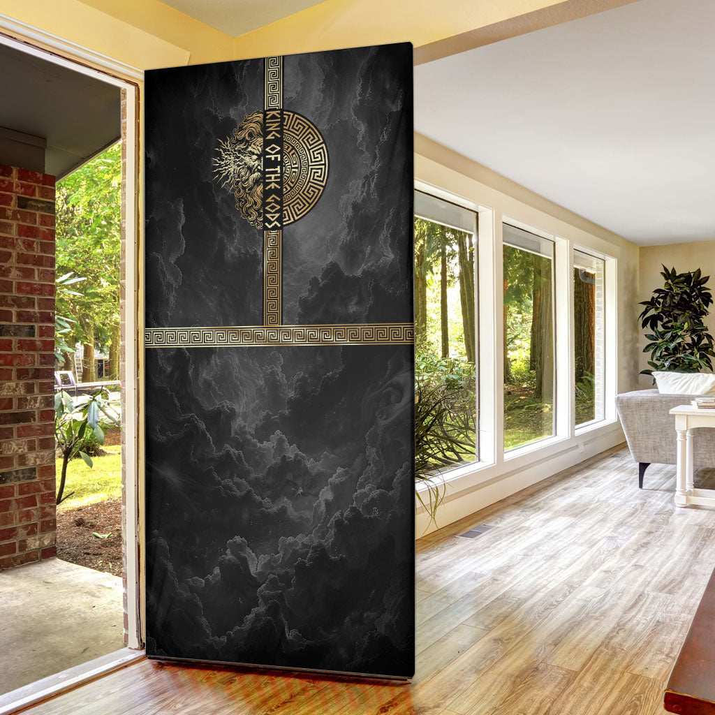 Zeus Greek Mythology King Of Gods Door Cover Golden Meander Key Pattern Lightning Bolt
