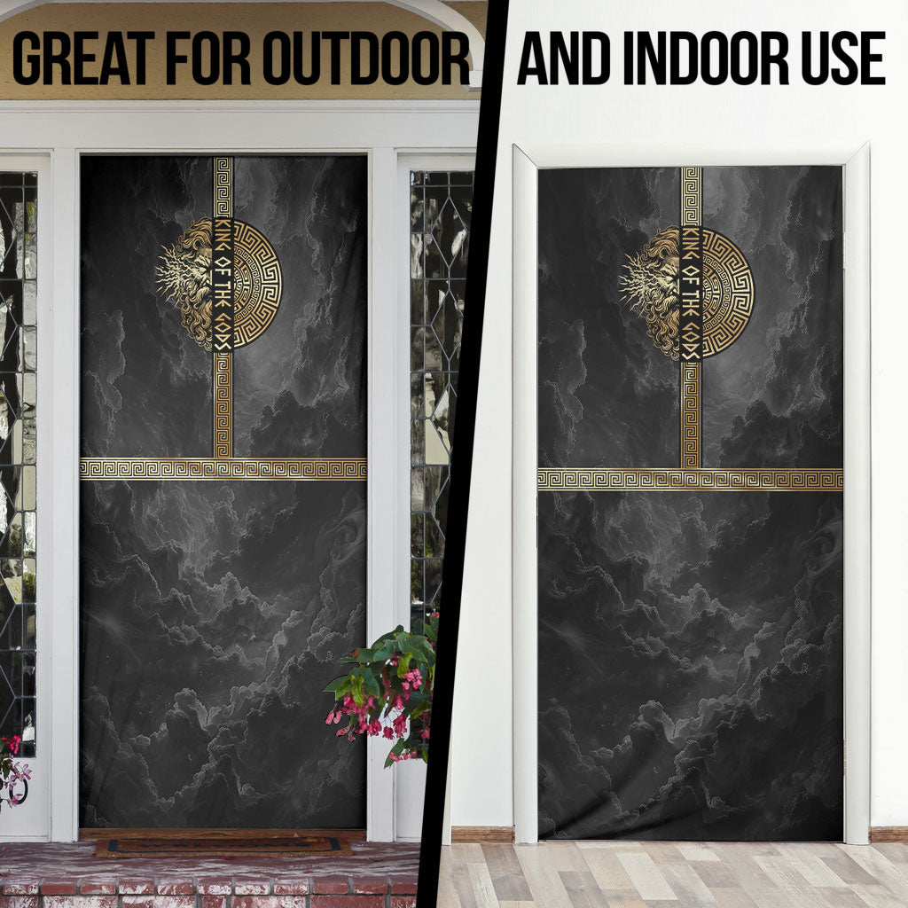 Zeus Greek Mythology King Of Gods Door Cover Golden Meander Key Pattern Lightning Bolt