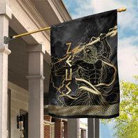 Zeus Greek Mythology King Of Gods Garden Flag Golden Meander Key Pattern Lightning Bolt