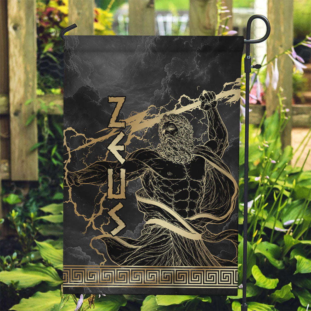 Zeus Greek Mythology King Of Gods Garden Flag Golden Meander Key Pattern Lightning Bolt