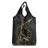 Zeus Greek Mythology King Of Gods Grocery Bag Golden Meander Key Pattern Lightning Bolt