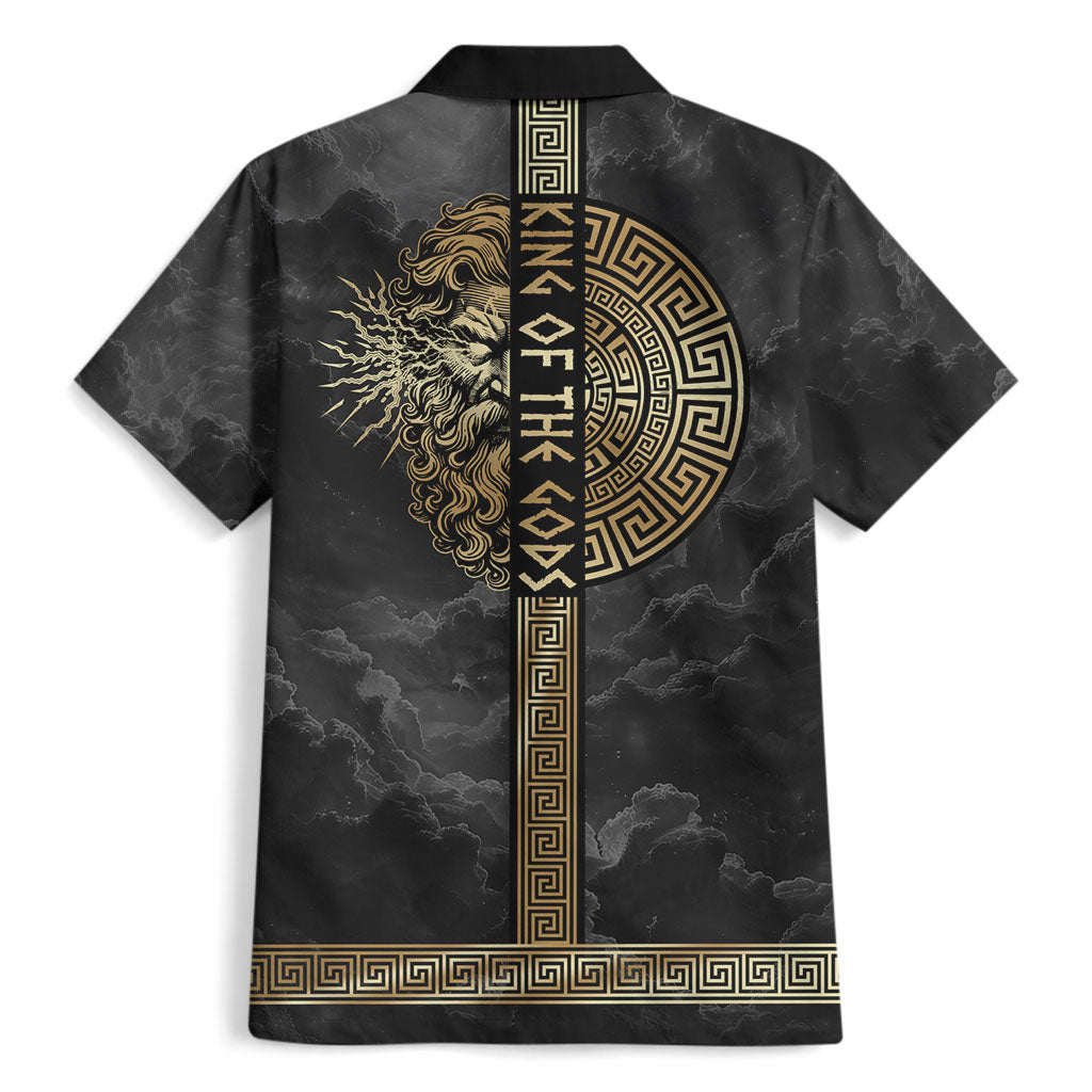 Zeus Greek Mythology King Of Gods Hawaiian Shirt Golden Meander Key Pattern Lightning Bolt