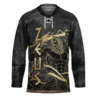 Zeus Greek Mythology King Of Gods Hockey Jersey Golden Meander Key Pattern Lightning Bolt