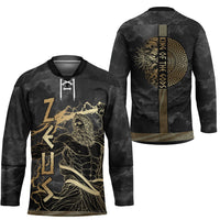 Zeus Greek Mythology King Of Gods Hockey Jersey Golden Meander Key Pattern Lightning Bolt