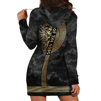 Zeus Greek Mythology King Of Gods Hoodie Dress Golden Meander Key Pattern Lightning Bolt