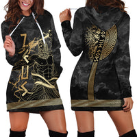 Zeus Greek Mythology King Of Gods Hoodie Dress Golden Meander Key Pattern Lightning Bolt