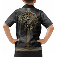 Zeus Greek Mythology King Of Gods Kid Hawaiian Shirt Golden Meander Key Pattern Lightning Bolt