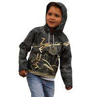 Zeus Greek Mythology King Of Gods Kid Hoodie Golden Meander Key Pattern Lightning Bolt