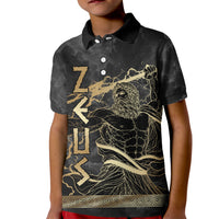 Zeus Greek Mythology King Of Gods Kid Polo Shirt Golden Meander Key Pattern Lightning Bolt