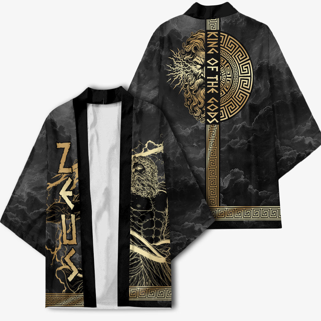 Zeus Greek Mythology King Of Gods Kimono Golden Meander Key Pattern Lightning Bolt