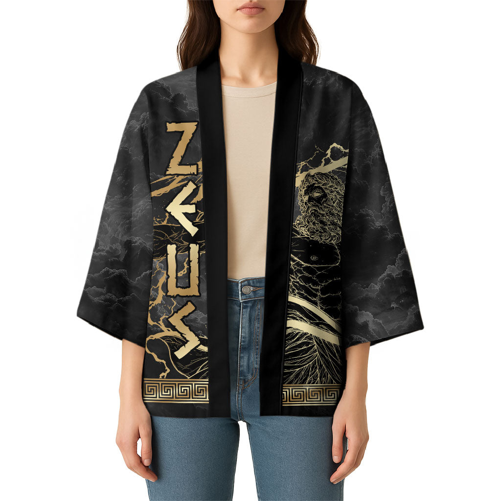 Zeus Greek Mythology King Of Gods Kimono Golden Meander Key Pattern Lightning Bolt