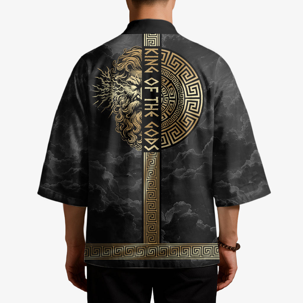 Zeus Greek Mythology King Of Gods Kimono Golden Meander Key Pattern Lightning Bolt