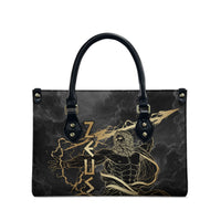 Zeus Greek Mythology King Of Gods Leather Bag Golden Meander Key Pattern Lightning Bolt