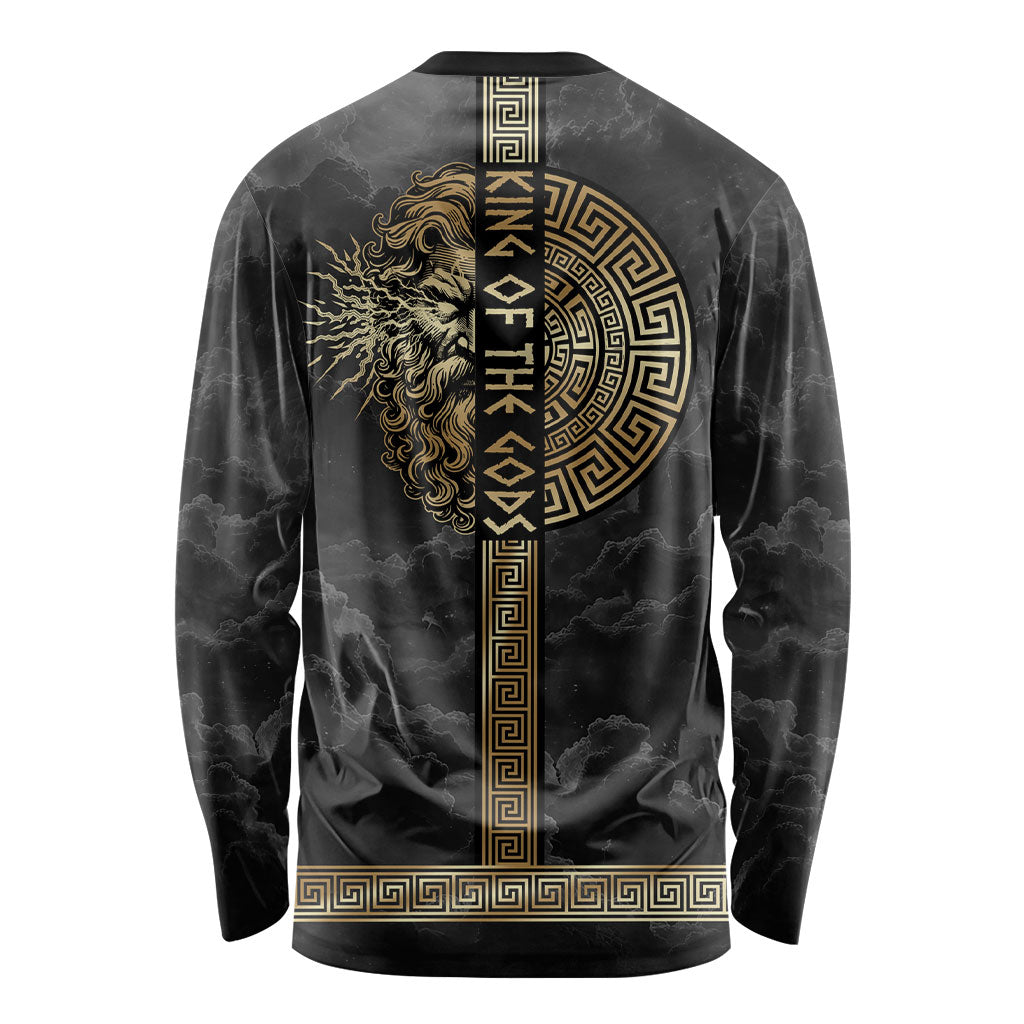 Zeus Greek Mythology King Of Gods Long Sleeve Shirt Golden Meander Key Pattern Lightning Bolt