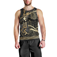 Zeus Greek Mythology King Of Gods Men Tank Top Golden Meander Key Pattern Lightning Bolt