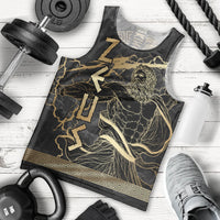 Zeus Greek Mythology King Of Gods Men Tank Top Golden Meander Key Pattern Lightning Bolt