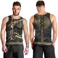 Zeus Greek Mythology King Of Gods Men Tank Top Golden Meander Key Pattern Lightning Bolt