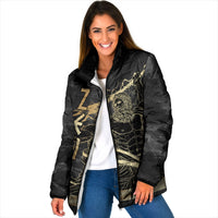 Zeus Greek Mythology King Of Gods Padded Jacket Golden Meander Key Pattern Lightning Bolt