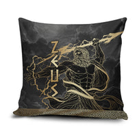 Zeus Greek Mythology King Of Gods Pillow Cover Golden Meander Key Pattern Lightning Bolt