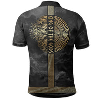 Zeus Greek Mythology King Of Gods Polo Shirt Golden Meander Key Pattern Lightning Bolt