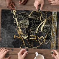 Zeus Greek Mythology King Of Gods Puzzle Golden Meander Key Pattern Lightning Bolt