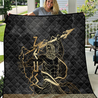 Zeus Greek Mythology King Of Gods Quilt Golden Meander Key Pattern Lightning Bolt
