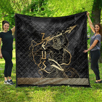 Zeus Greek Mythology King Of Gods Quilt Golden Meander Key Pattern Lightning Bolt