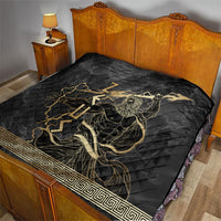 Zeus Greek Mythology King Of Gods Quilt Golden Meander Key Pattern Lightning Bolt