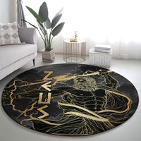 Zeus Greek Mythology King Of Gods Round Carpet Golden Meander Key Pattern Lightning Bolt