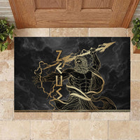 Zeus Greek Mythology King Of Gods Rubber Doormat Golden Meander Key Pattern Lightning Bolt