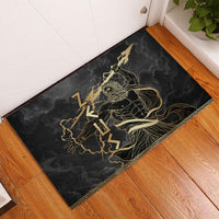 Zeus Greek Mythology King Of Gods Rubber Doormat Golden Meander Key Pattern Lightning Bolt