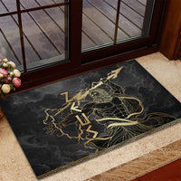 Zeus Greek Mythology King Of Gods Rubber Doormat Golden Meander Key Pattern Lightning Bolt