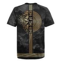 Zeus Greek Mythology King Of Gods Rugby Jersey Golden Meander Key Pattern Lightning Bolt