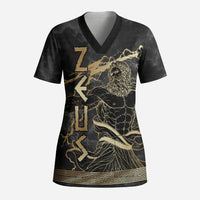 Zeus Greek Mythology King Of Gods Scrub Top Golden Meander Key Pattern Lightning Bolt