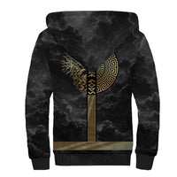 Zeus Greek Mythology King Of Gods Sherpa Hoodie Golden Meander Key Pattern Lightning Bolt