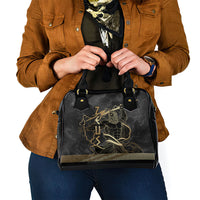 Zeus Greek Mythology King Of Gods Shoulder Handbag Golden Meander Key Pattern Lightning Bolt
