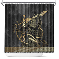 Zeus Greek Mythology King Of Gods Shower Curtain Golden Meander Key Pattern Lightning Bolt
