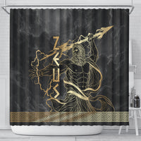 Zeus Greek Mythology King Of Gods Shower Curtain Golden Meander Key Pattern Lightning Bolt