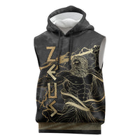 Zeus Greek Mythology King Of Gods Sleeveless Hoodie Golden Meander Key Pattern Lightning Bolt