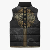 Zeus Greek Mythology King Of Gods Sleeveless Puffer Jacket Golden Meander Key Pattern Lightning Bolt
