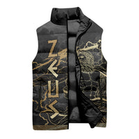 Zeus Greek Mythology King Of Gods Sleeveless Puffer Jacket Golden Meander Key Pattern Lightning Bolt