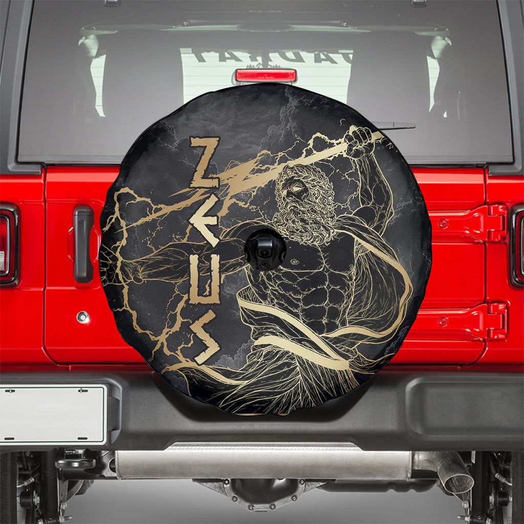 Zeus Greek Mythology King Of Gods Spare Tire Cover Golden Meander Key Pattern Lightning Bolt