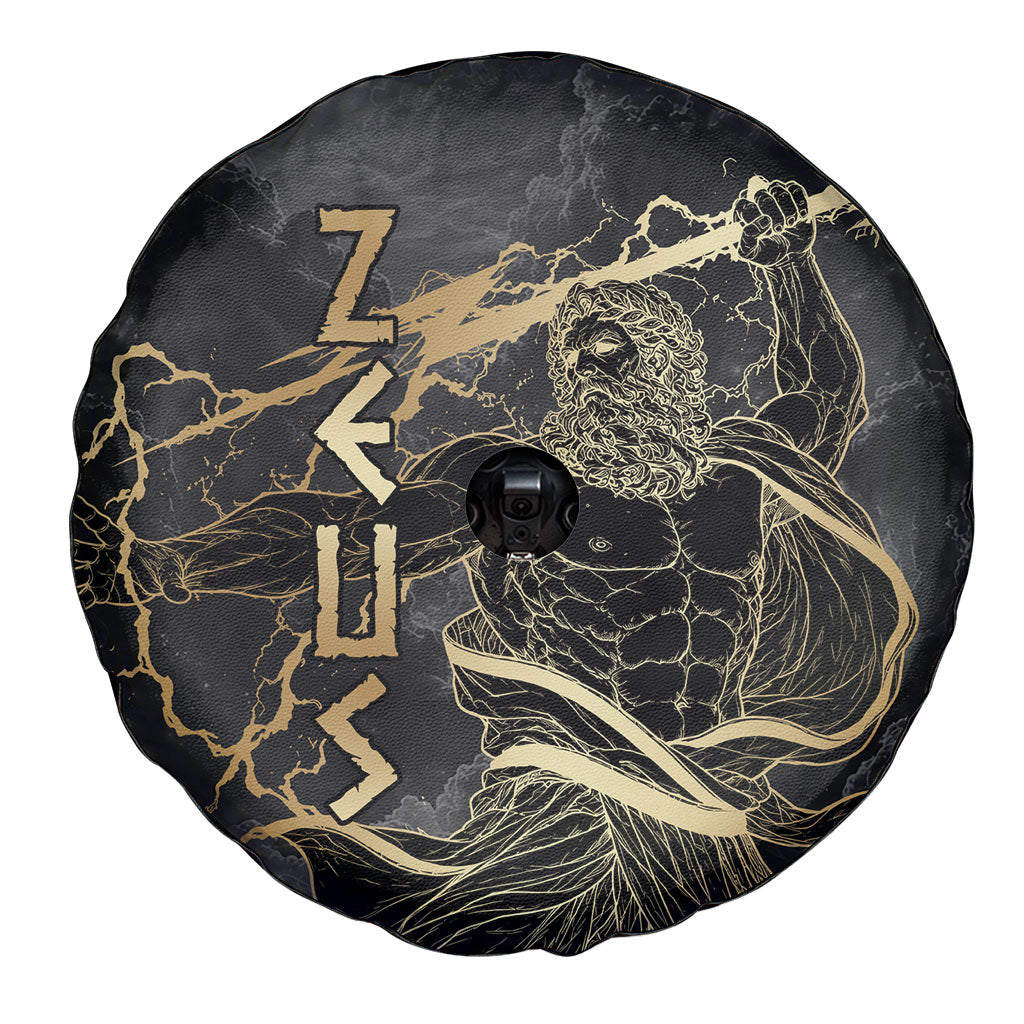 Zeus Greek Mythology King Of Gods Spare Tire Cover Golden Meander Key Pattern Lightning Bolt