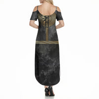 Zeus Greek Mythology King Of Gods Summer Maxi Dress Golden Meander Key Pattern Lightning Bolt