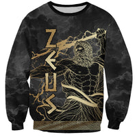 Zeus Greek Mythology King Of Gods Sweatshirt Golden Meander Key Pattern Lightning Bolt