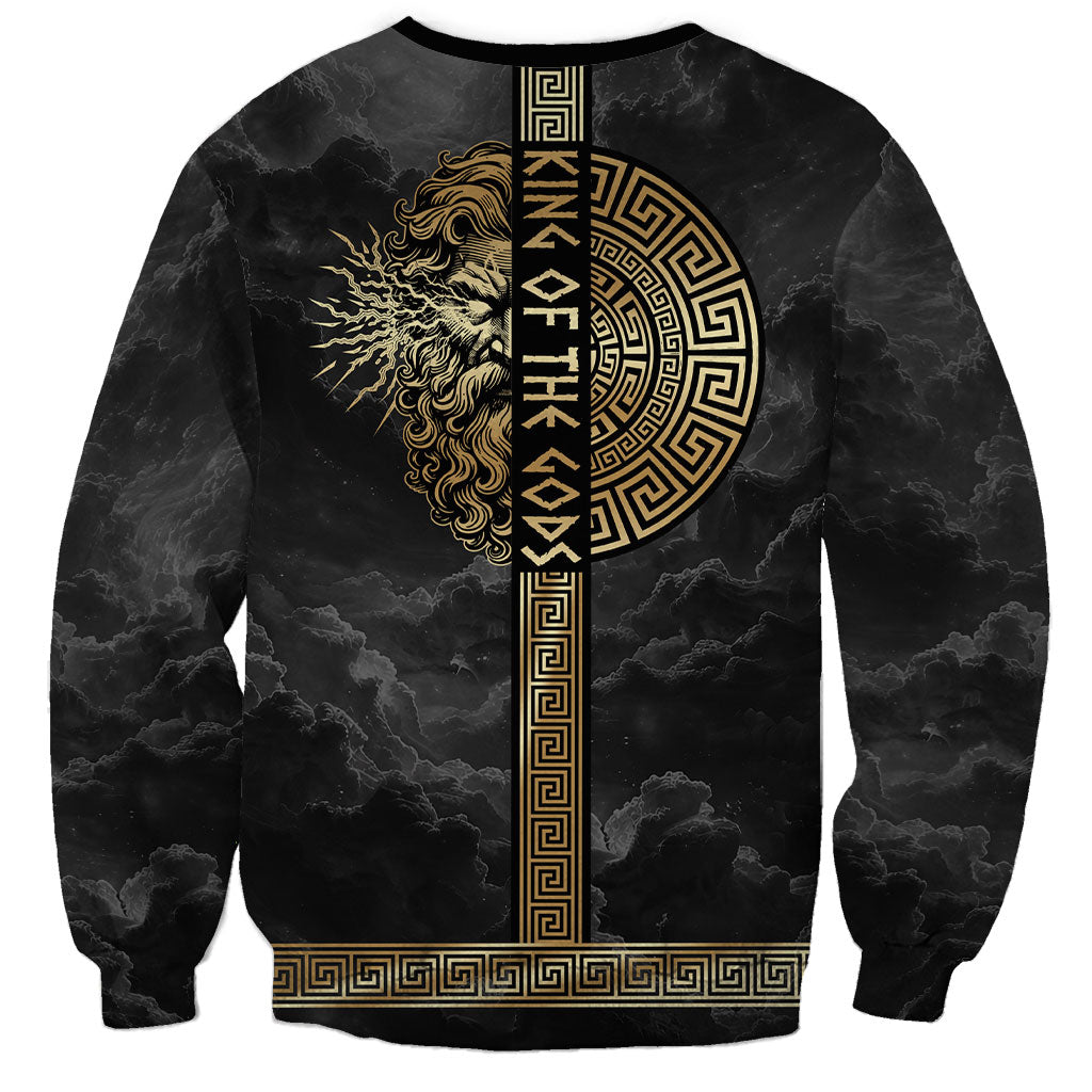 Zeus Greek Mythology King Of Gods Sweatshirt Golden Meander Key Pattern Lightning Bolt