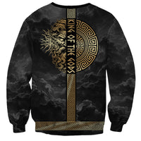 Zeus Greek Mythology King Of Gods Sweatshirt Golden Meander Key Pattern Lightning Bolt